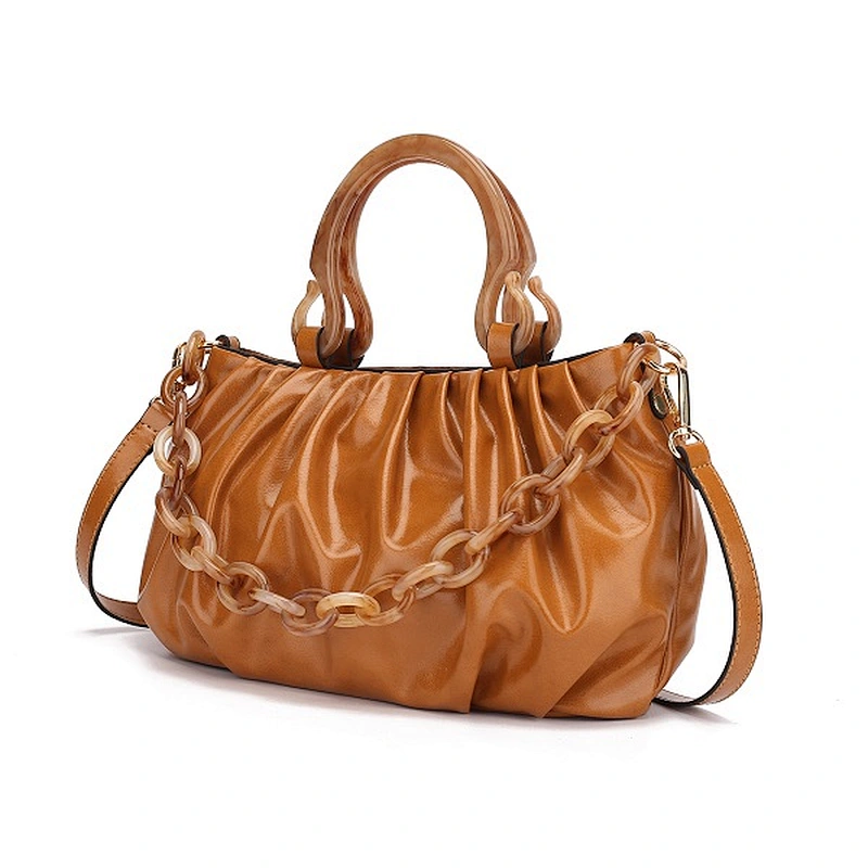 New style cloud soft leather messenger bag female chain bucket bag