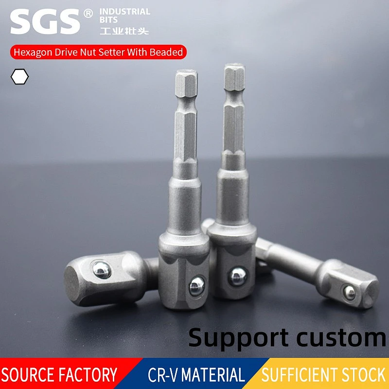 SGS 6.35mm series reinforced nut wrench 8mm deepened CR-V material pneumatic hexagon socket construction site