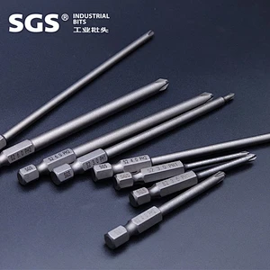SGS factory direct sales 6.35mm strong magnetic pneumatic screwdriver set S2 single head Phillips screwdriver bit