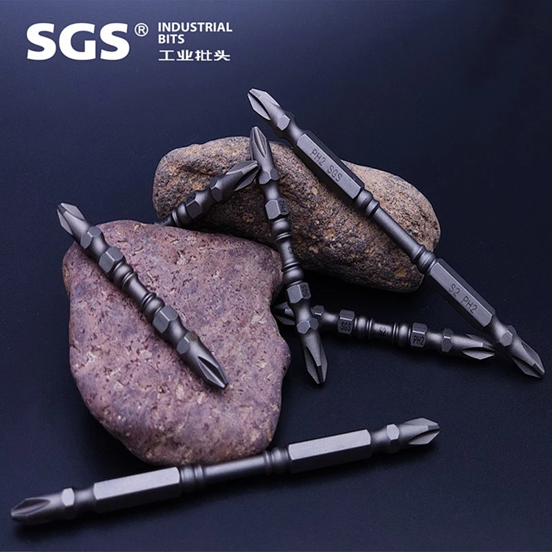 SGS 6.35mm Sandblasted Head Screwdriver Head nunchucks high torque S2 Double cross PH2 wind head torque screwdriver