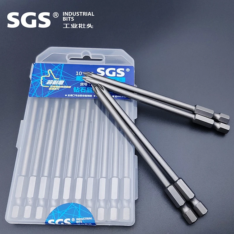 SGS factory direct sales 6.35mm strong magnetic pneumatic screwdriver set S2 single head Phillips screwdriver bit
