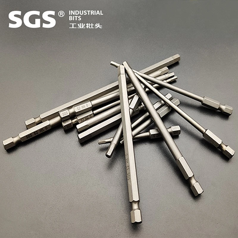 SGS 6.35mm natural sandblasting S2 strong magnetic screwdriver bit combination screwdriver set single-head hexagon socket screwd