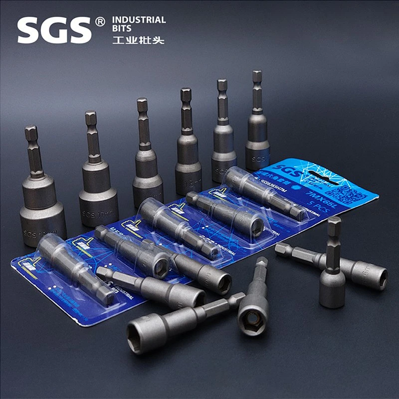 SGS6.35mm5pc Suction card combination batch nozzle Beatle screwdriver set Strong magnetic inner hexagonal pneumatic bit socket