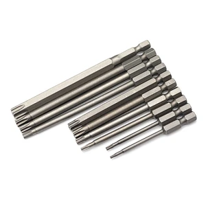 SGS 6.35mm screwdriver combination screwdriver bit Beaten S2 with strong magnetic single head with hole Torx screw bit