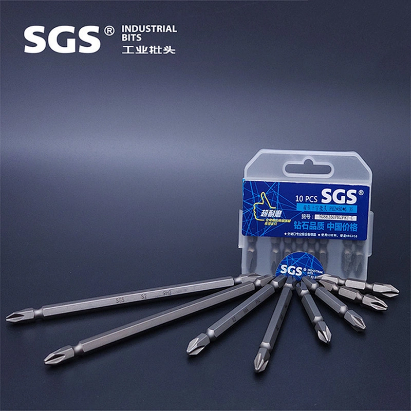 SGS double ended screw bits 1/4inch hexagon driver of ph screwdriver bits