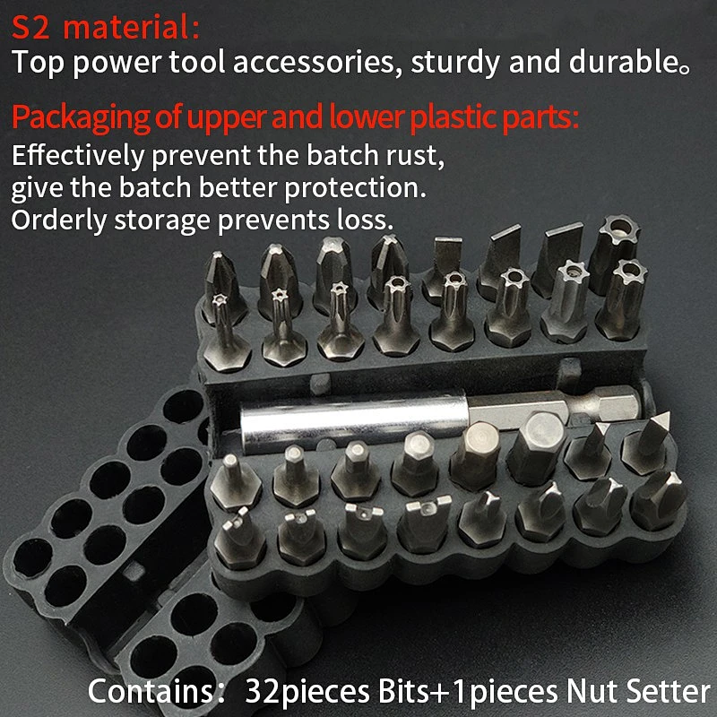 SGS industrial bit combination batch nozzle screwdriver head strong magnetic beaten electric screwdriver head set wind batch ext