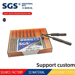 SGS factory direct sales 6mm electric flat screwdriver head with magnetic S2 alloy steel screw rose precision slotted