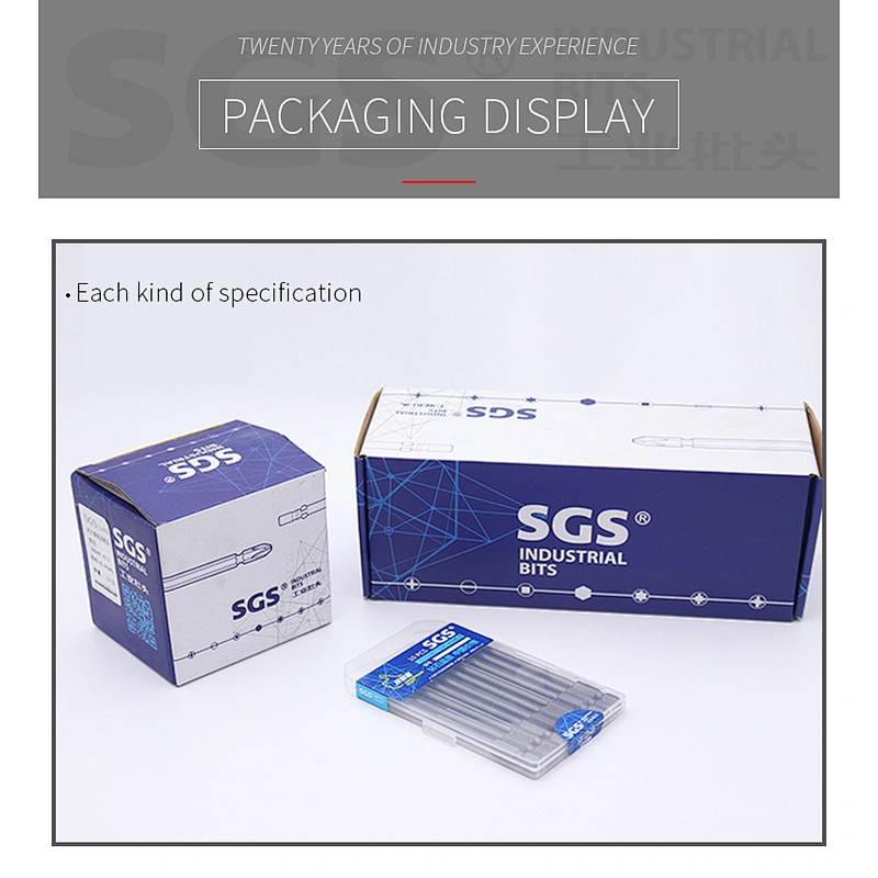 SGS 6.35mm Hexagonal stem series double cross tip cape head with strong magnetic S2 alloy steel screw head