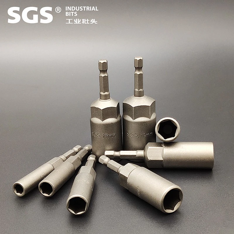 SGS 6.35mm series reinforced nut wrench 8mm22mm3/4 3/8 1/2 deepened hexagonal pneumatic socket screwdriver bit