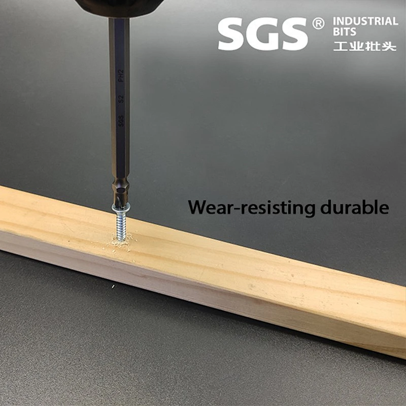 SGS 6.35mm Hexagonal stem series double cross tip cape head with strong magnetic S2 alloy steel screw head
