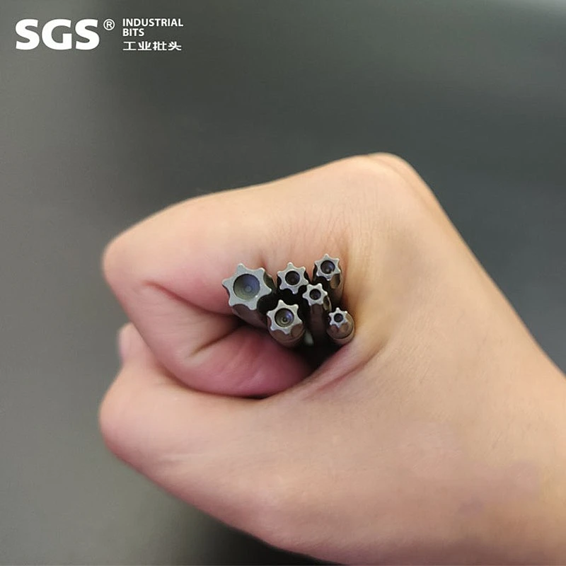 SGS 6.35mm screwdriver combination screwdriver bit Beaten S2 with strong magnetic single head with hole Torx screw bit