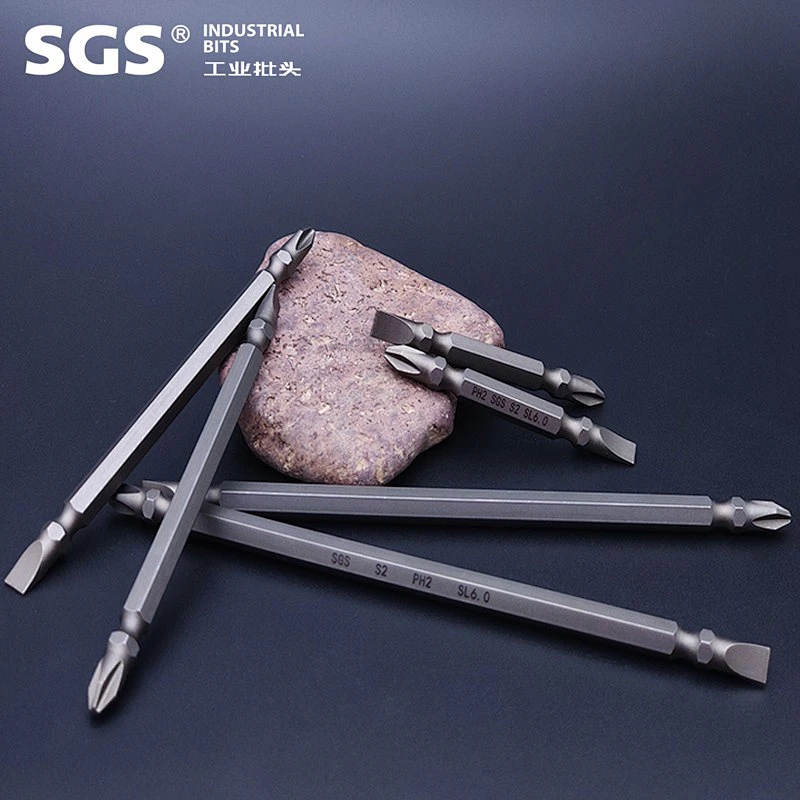 SGS factory direct selling hexagonal bar series to this wind batch head S2 alloy steel double head cross single screw head