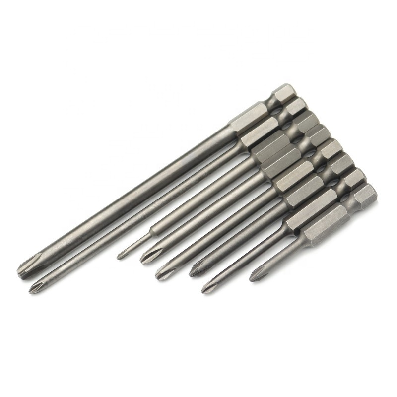 SGS factory direct sales 6.35mm strong magnetic pneumatic screwdriver set S2 single head Phillips screwdriver bit