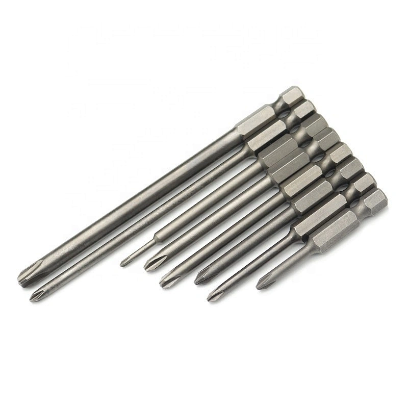 SGS factory direct sales 6.35mm strong magnetic pneumatic screwdriver set S2 single head Phillips screwdriver bit