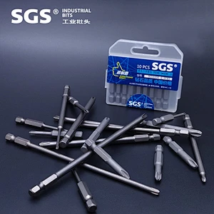 SGS factory direct sales 6.35mm strong magnetic pneumatic screwdriver set S2 single head Phillips screwdriver bit