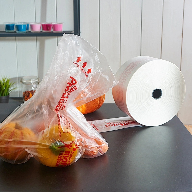 Biodegradable Compostable Vegetable Fruit Plastic Produce Bag on Roll ...
