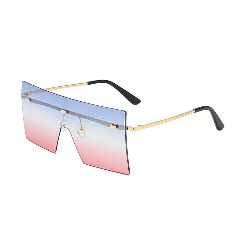 New rimless conjoined sunglasses cross - border European and American fashion sunglasses big frame square sunglasses female