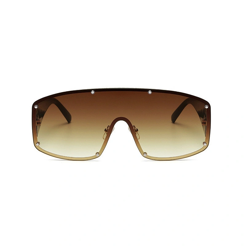 New rimless conjoined sunglasses cross - border European and American fashion sunglasses big frame square sunglasses female