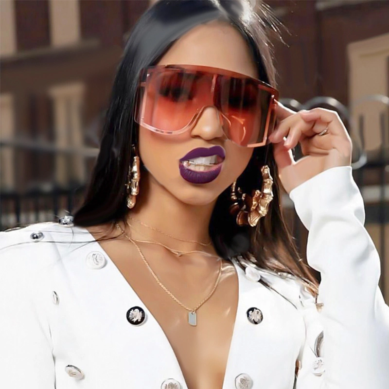 New rimless conjoined sunglasses cross - border European and American fashion sunglasses big frame square sunglasses female