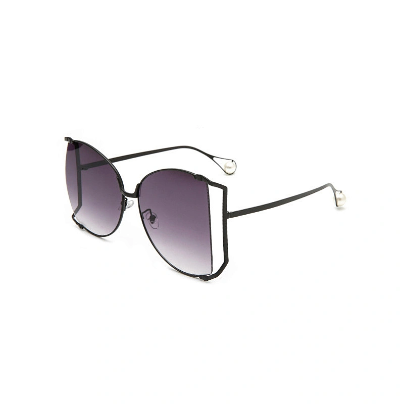 New fashion exaggerated large frame pearl sunglasses ladies fashion sunglasses dazzle color metal holloway glasses wholesale