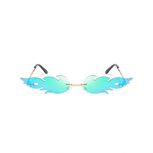 New flame sunglasses fashion trend shade lens men and women metal rimless sunglasses European and American glasses