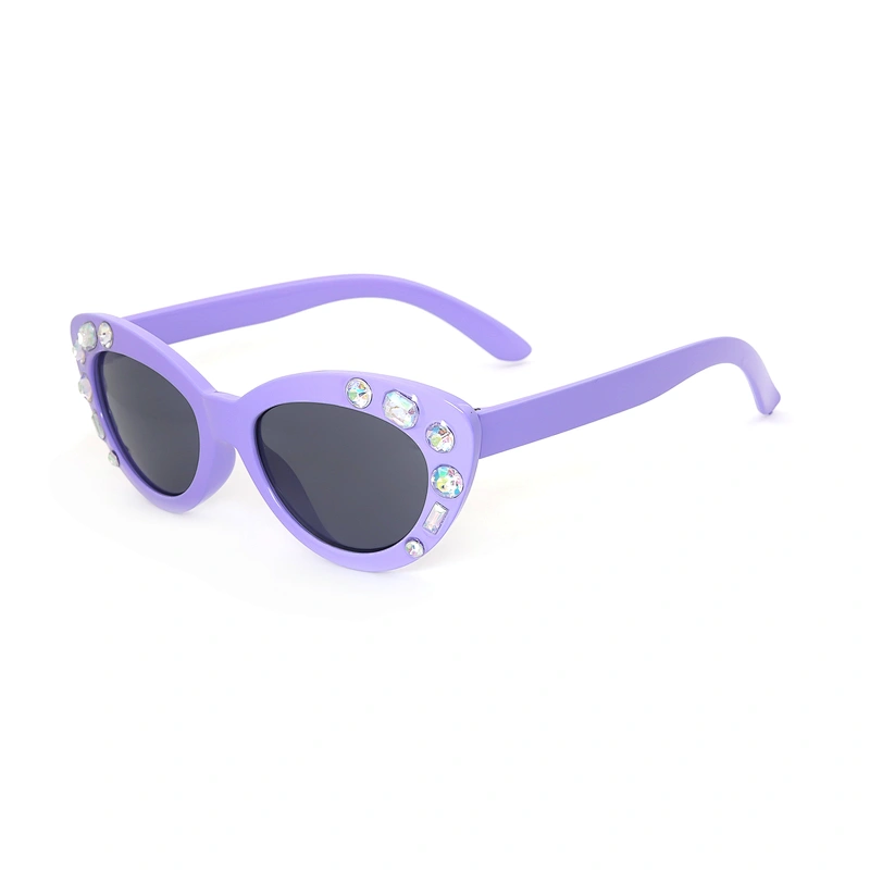 Hot Selling Brand Kid Uv Protection Cat Eye Sunglasses with Rhinestones