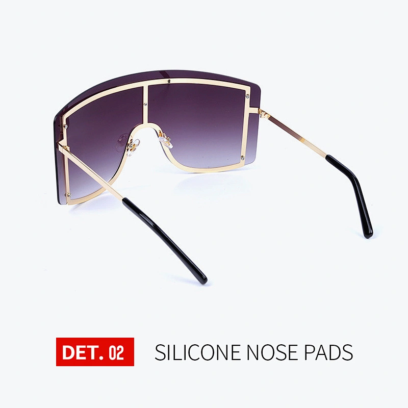 New rimless conjoined sunglasses cross - border European and American fashion sunglasses big frame square sunglasses female