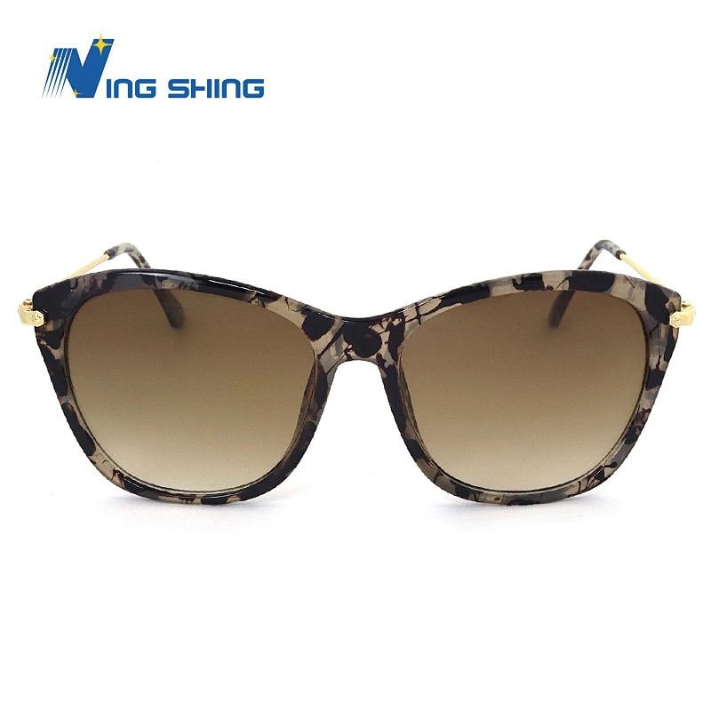 2020 New arrival eyewear eyeglasses Fashion Ladies frames Sunglass plastic & brass frame and coated brown lens