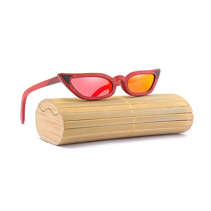 New cat eye full frame wooden sunglasses color film polarized sunglasses OEM custom