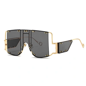 New Exaggerated big frame one piece of European and American fashion show sunglasses personality rivet fashion sunglasses