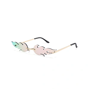New flame sunglasses fashion trend shade lens men and women metal rimless sunglasses European and American glasses