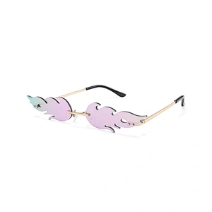 New flame sunglasses fashion trend shade lens men and women metal rimless sunglasses European and American glasses