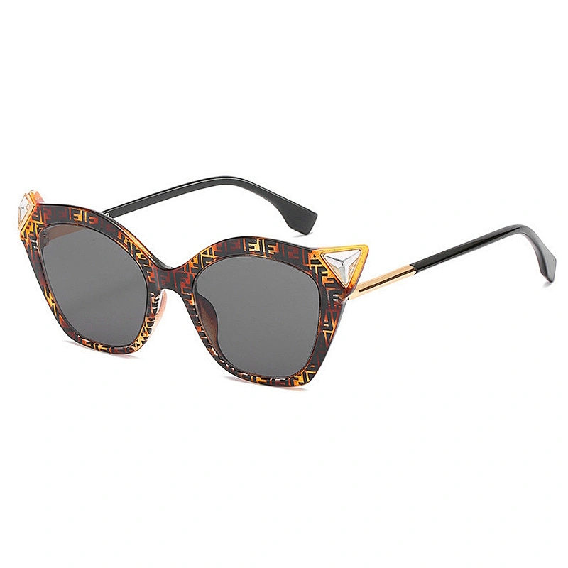 New lady fashion cat eye frame sunglasses personality trend set diamond sunglasses