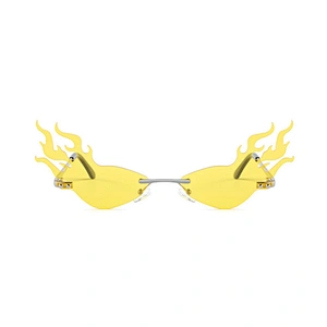 New flame sunglasses fashion trend shade lens men and women metal rimless sunglasses European and American glasses