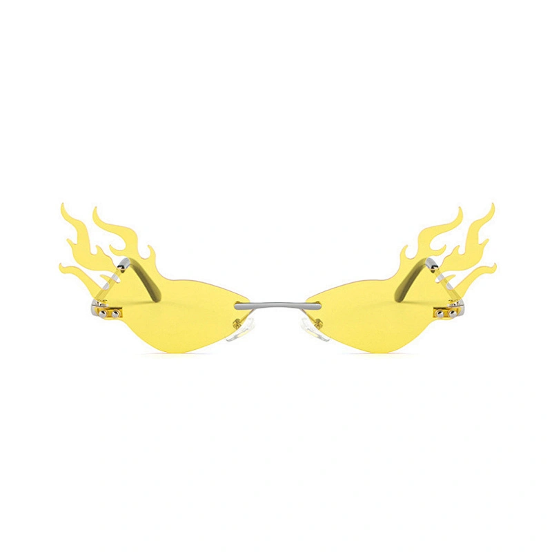 New flame sunglasses fashion trend shade lens men and women metal rimless sunglasses European and American glasses