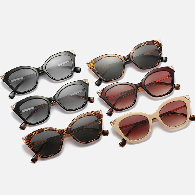 New lady fashion cat eye frame sunglasses personality trend set diamond sunglasses