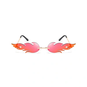New flame sunglasses fashion trend shade lens men and women metal rimless sunglasses European and American glasses