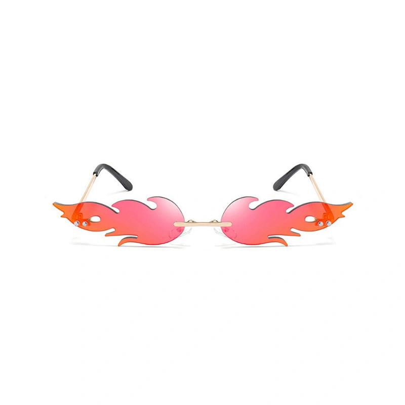 New flame sunglasses fashion trend shade lens men and women metal rimless sunglasses European and American glasses
