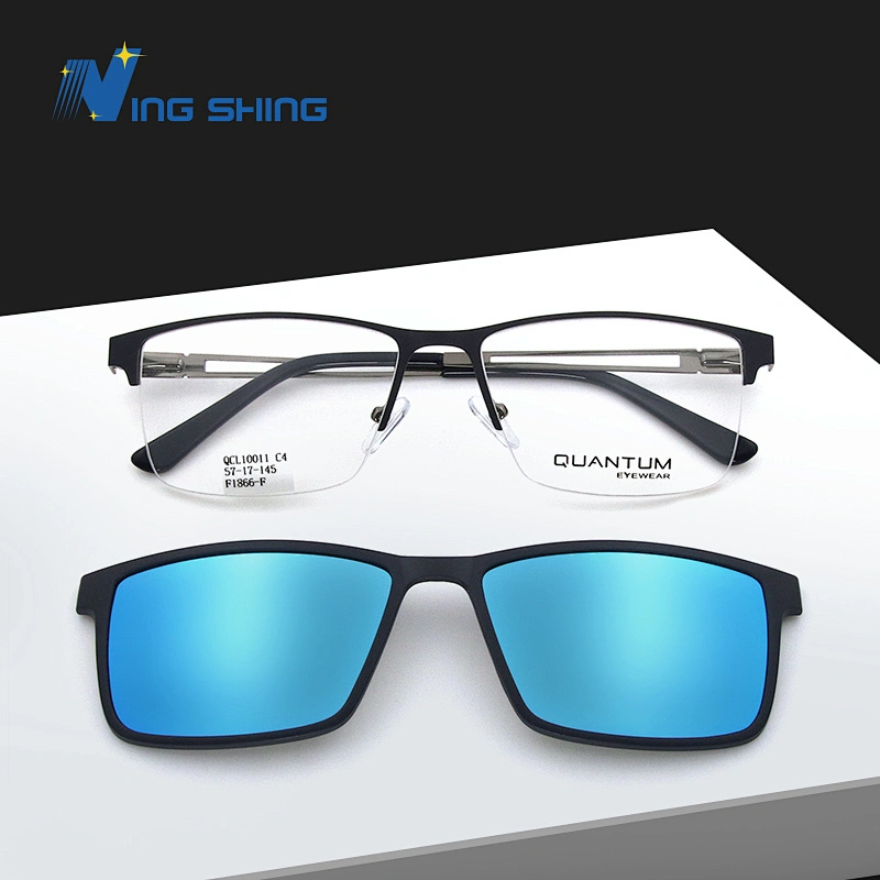 2020 NingShing Magnetic Clip On optical frames metal eyewear fast change sunglasses polarized  anti blue ray