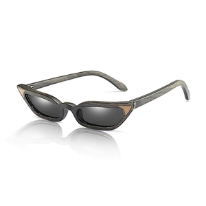 New cat eye full frame wooden sunglasses color film polarized sunglasses OEM custom
