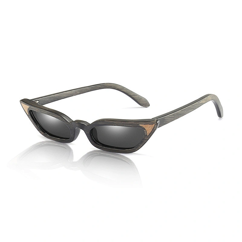 New cat eye full frame wooden sunglasses color film polarized sunglasses OEM custom