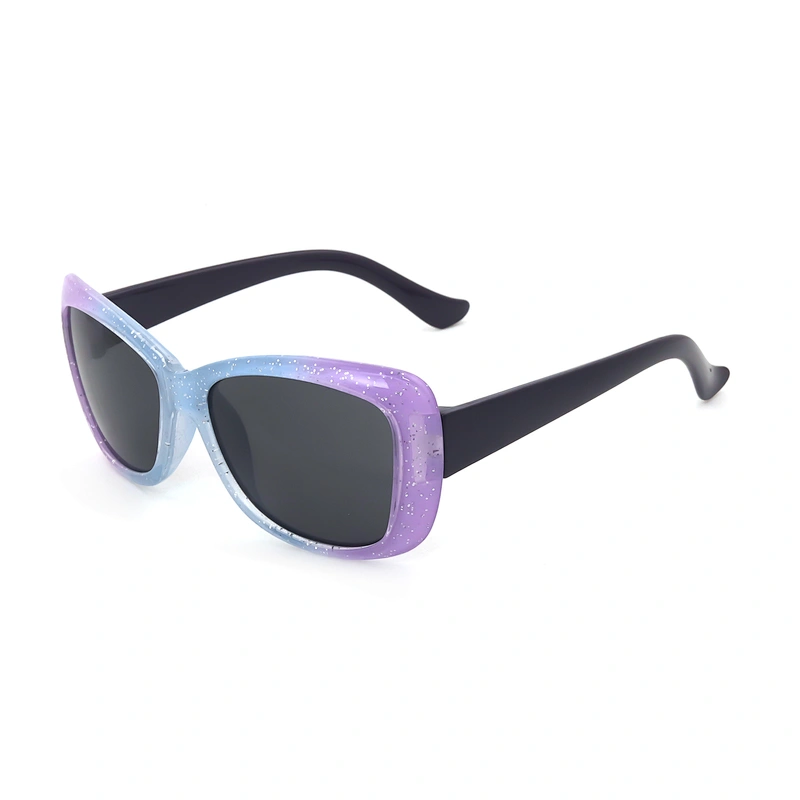 Children Plastic Full Rim Rectangle Thick Leg Uv400 Sunglasses