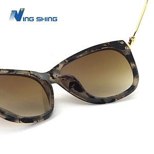 2020 New arrival eyewear eyeglasses Fashion Ladies frames Sunglass plastic & brass frame and coated brown lens