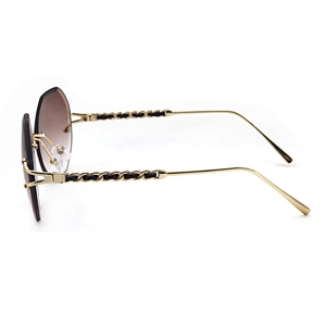 New Style Security Fashion Custom Logo Round Large Womens Frame Metal Sunglasses