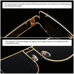 New Exaggerated big frame one piece of European and American fashion show sunglasses personality rivet fashion sunglasses