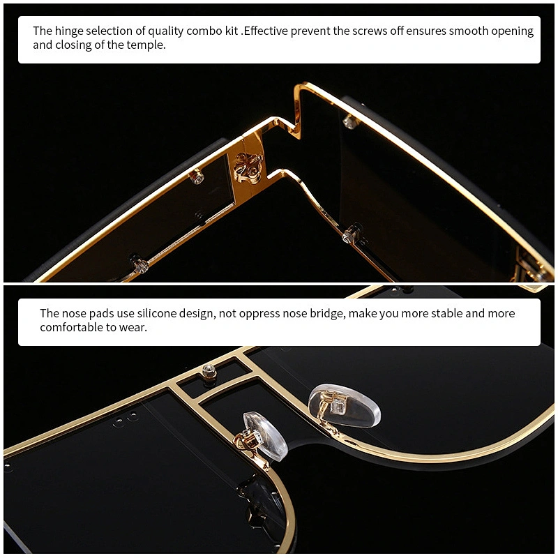 New Exaggerated big frame one piece of European and American fashion show sunglasses personality rivet fashion sunglasses
