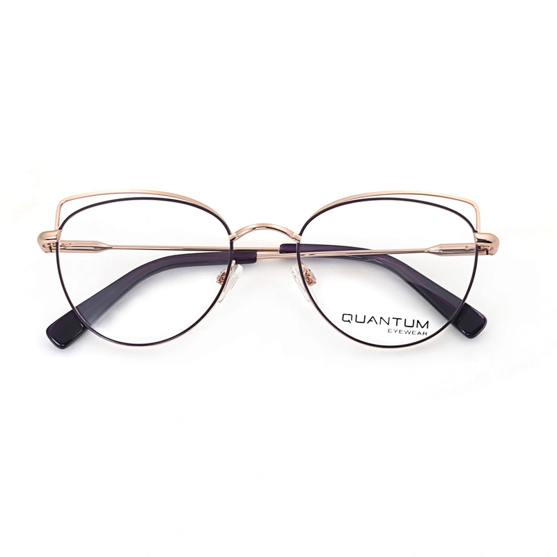 Hot Selling Ladies Metal Full Rim Frame Thin Leg Resin Eye Glasses Optical Eyeglasses