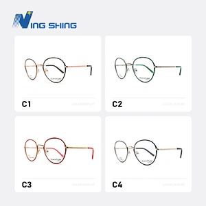 New Arrival round Glasses Optical Frame spring hinge acetate tip Metal Frame full Rim Clear Lens Eyeglasses oem