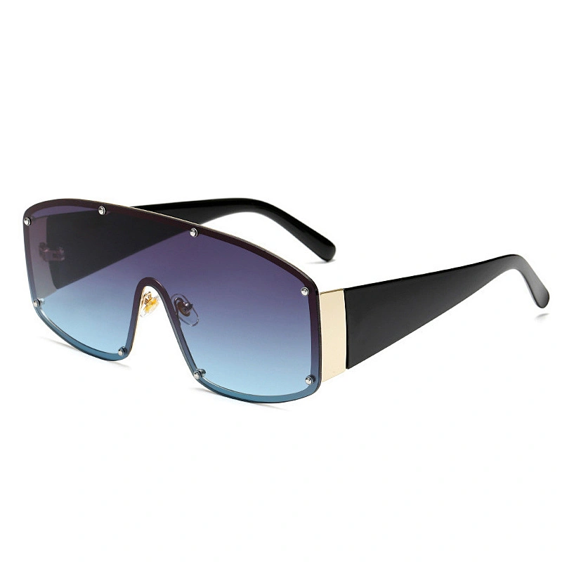 New rimless conjoined sunglasses cross - border European and American fashion sunglasses big frame square sunglasses female