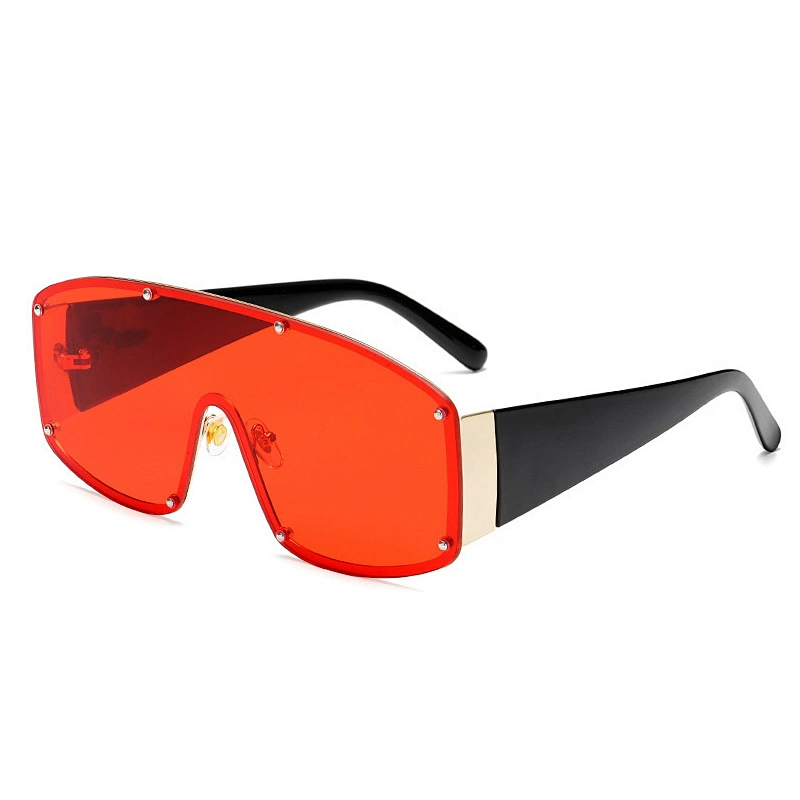 New rimless conjoined sunglasses cross - border European and American fashion sunglasses big frame square sunglasses female